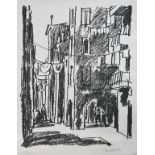 Sauerbruch, Hans (1910 Marburg -1996 Konstanz) "Gasse", Lithografie, unten rechts händisch signiert