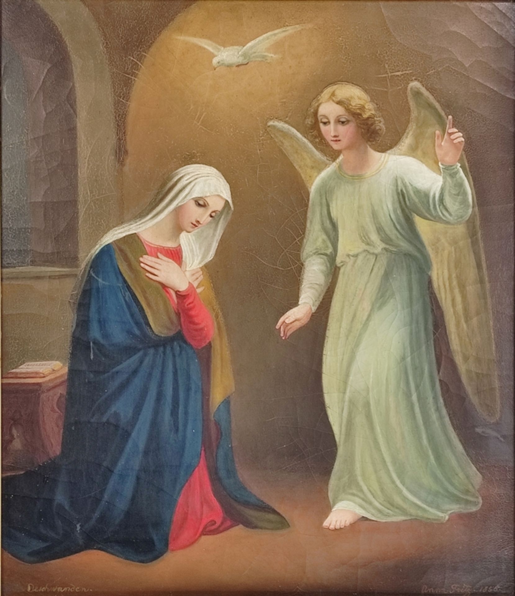 Deschwanden, Melchior Paul von (1811 Stans - 1881 Stans) "Annunciation", Annunciation scene with th