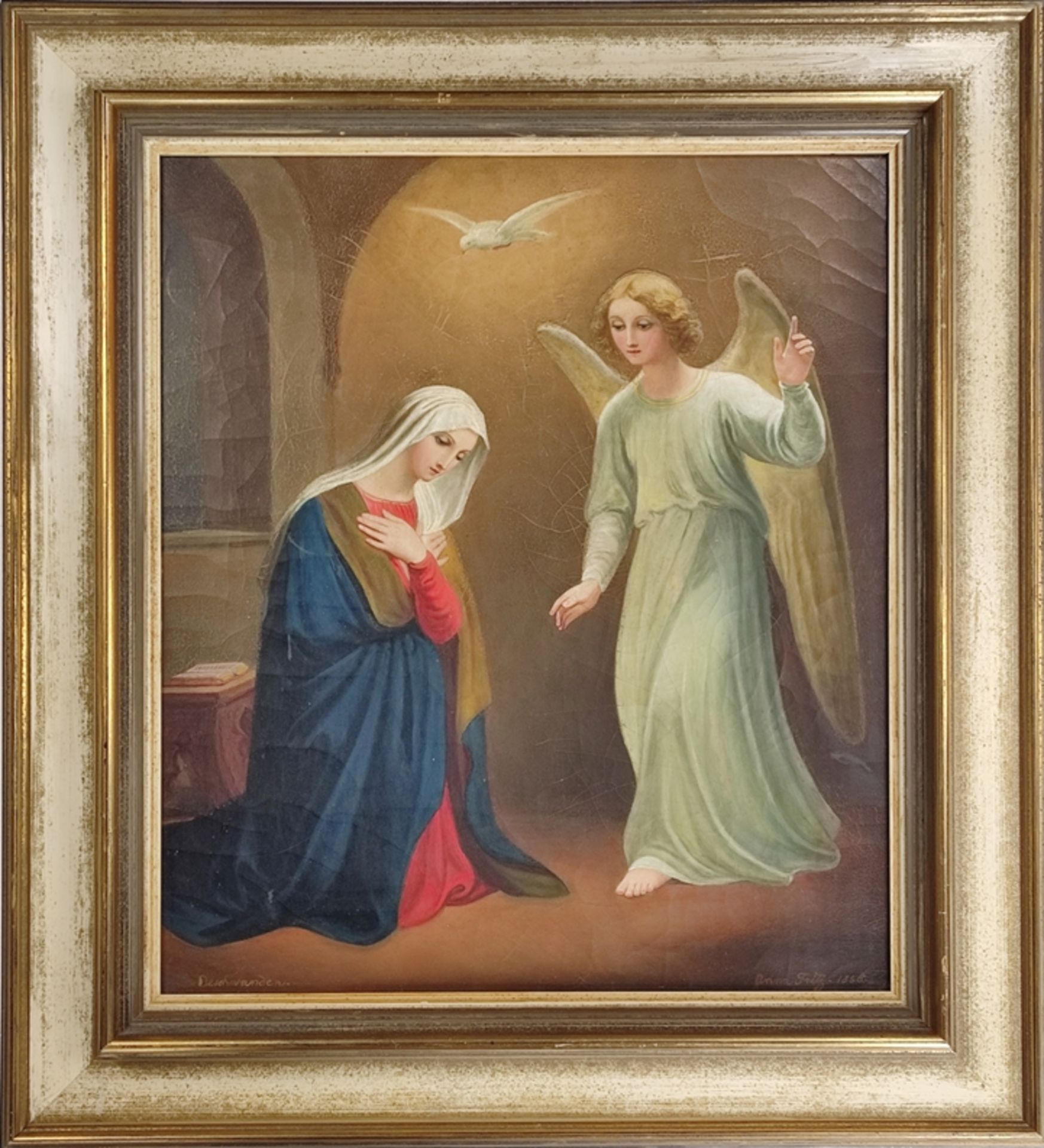 Deschwanden, Melchior Paul von (1811 Stans - 1881 Stans) "Annunciation", Annunciation scene with th - Image 2 of 5