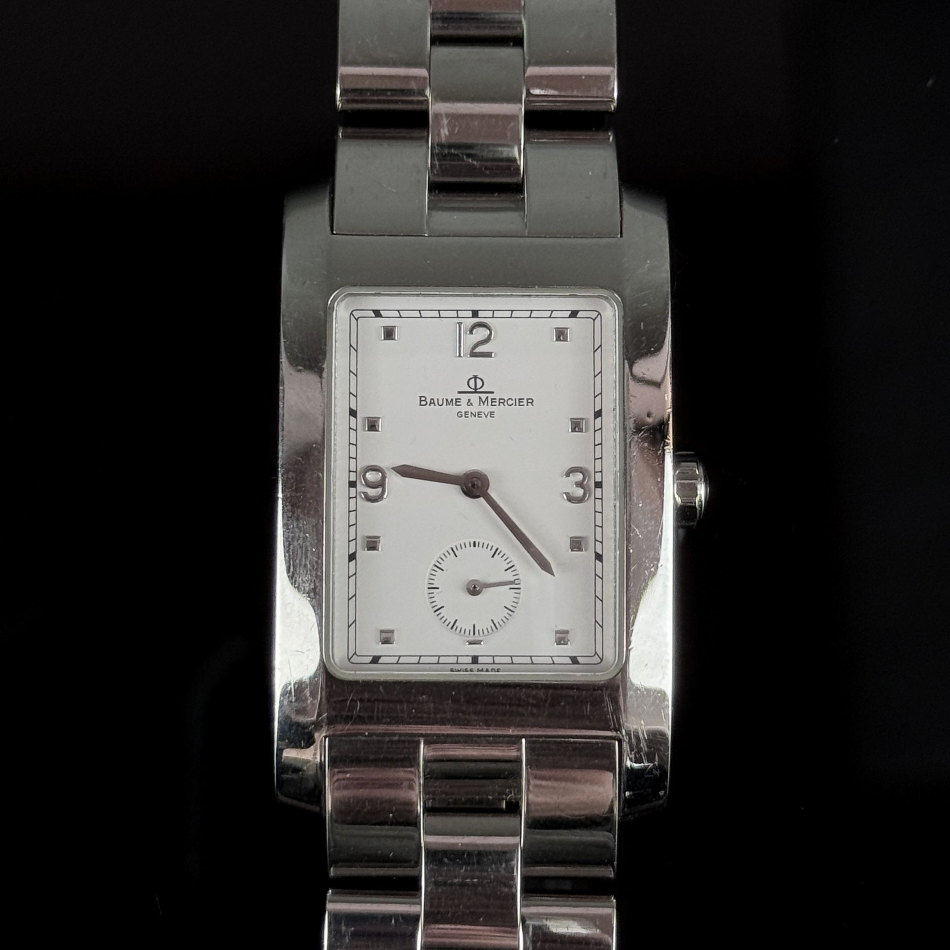 Wristwatch, Baume & Mercier, Hampton, quartz movement (intact), with steel link bracelet and origin - Image 2 of 3
