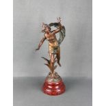 Moreau, Auguste (1834 Dijon - 1917 Malesherbes) "Fleeing Nymph", bronze figure, female nude, wrappe