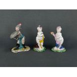 Three small porcelain figurines "Putti", Nymphenburg, gods series, design Franz Anton Bustelli, all
