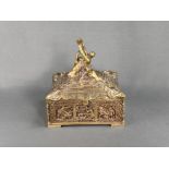 Large Art Nouveau casket "Die Rheintöchter", lidded box, brass, on four slightly flared feet, with 