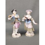 Pair of porcelain figurines "Galante Kapelle", Meissen, "Singer", model no. 120, and "Flutist", mod