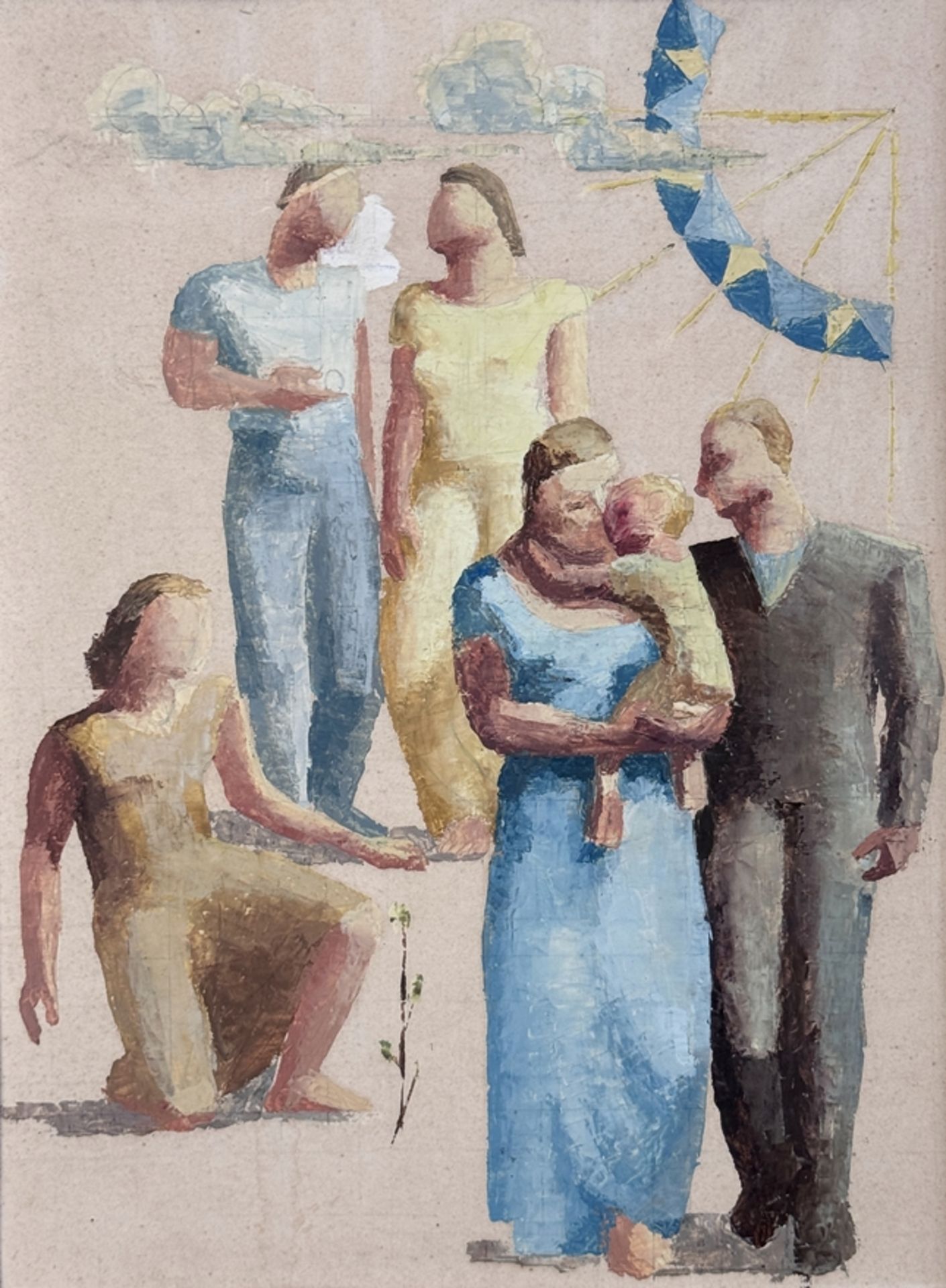 Frey, Hans Conrad (1877 Wald - 1935 Kilchberg) attributed to, "Studies" with people, oil on paper b