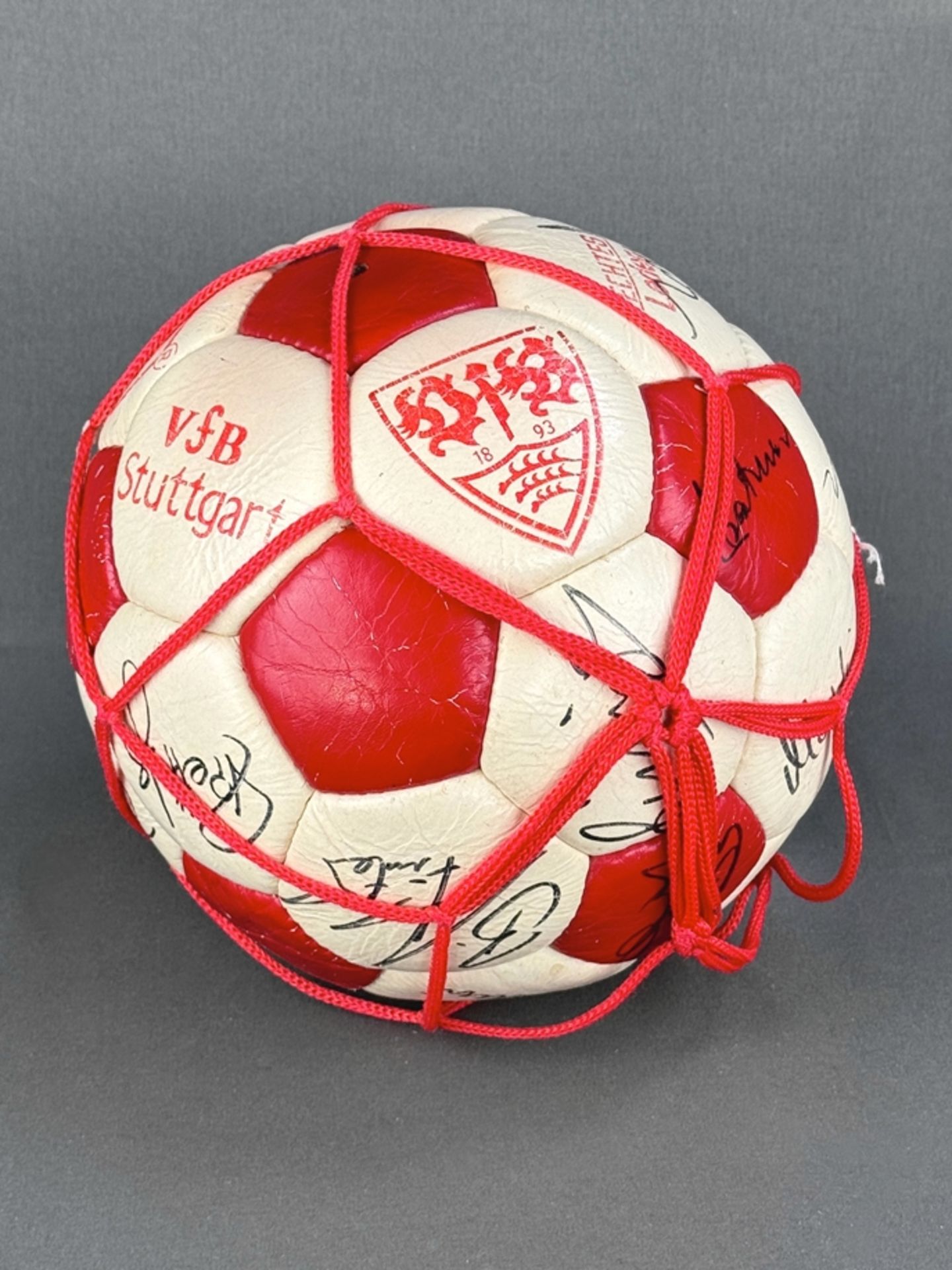 Signed football, VFB Stuttgart, autograph signatures of the squad for the 1981/82 season, with auto