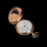 Pocket watch/savonette, Elgin Natl Watch & Co, USA, 585/14K rose gold (hallmarked), intermediate co