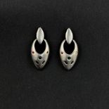Designer earrings, silver 925 (hallmarked), total weight 12.2g, stud earrings in navette shape with