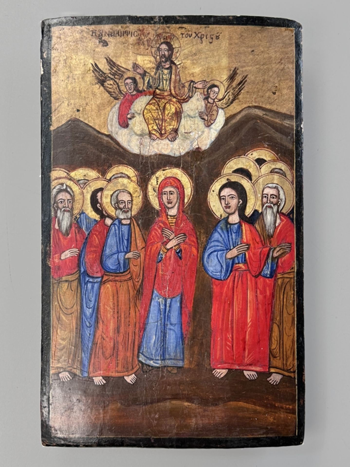 Icon "Assumption of the Virgin Mary", tempera on wood, partially gilded, dimensions approx. 1.5x43x