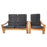 Two-seater and single-seater, design Yngve Ekström, Sweden, around 1970, each with grey cushions, o