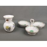 Two pieces Herend Hungary, porcelain, consisting of: a serving bowl, with 3 bowls, central branch h