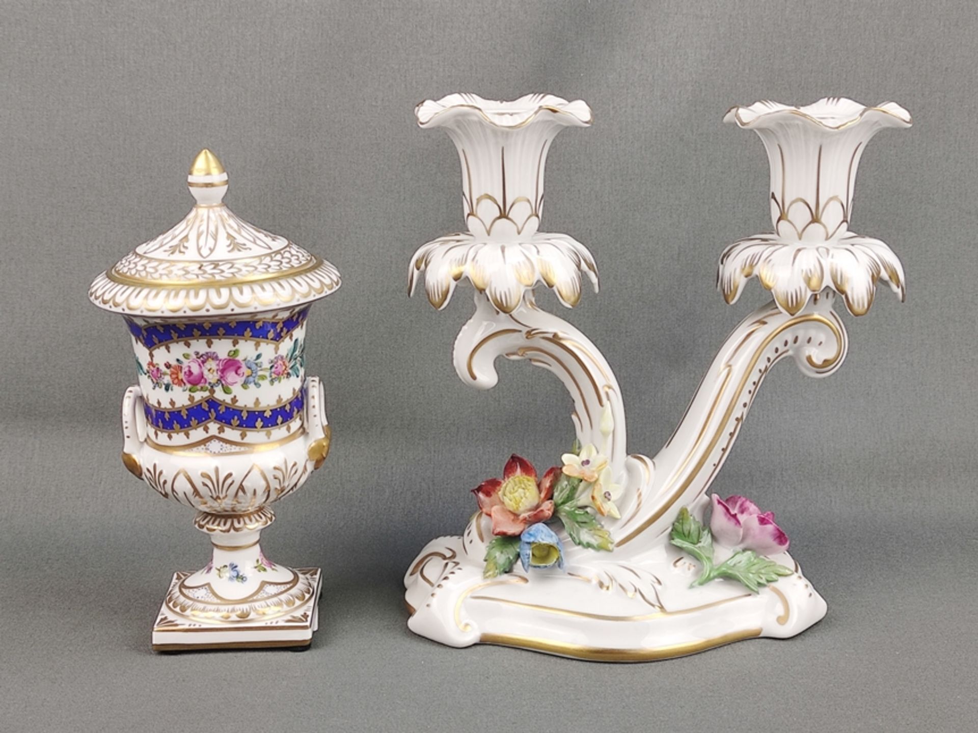 Three porcelain pieces, Sächsische Porzellan-Manufaktur Dresden Potschappel, consisting of: small h - Image 2 of 4