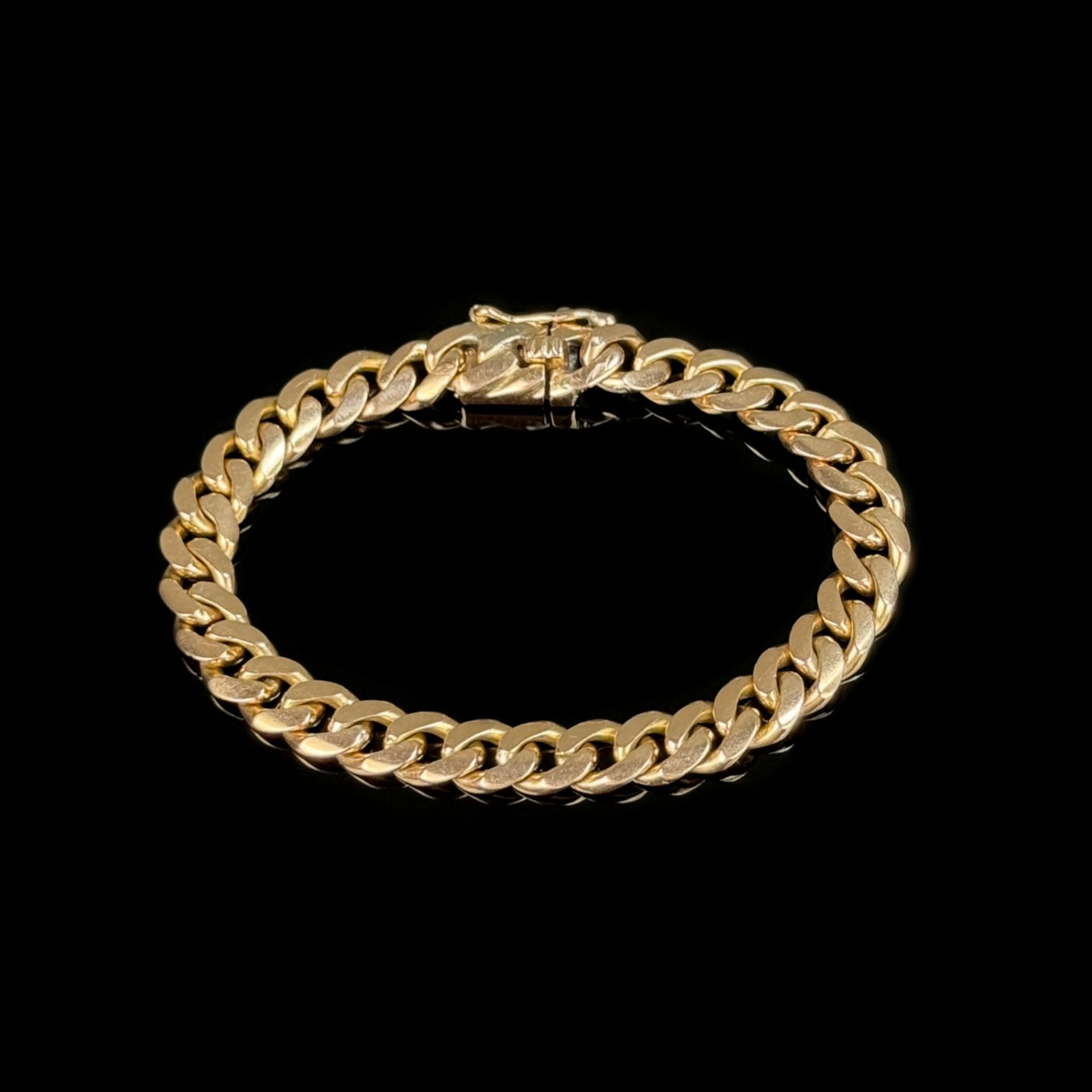 Panzer bracelet, flexible links, 750/18K yellow gold (hallmarked), 35.3g, push-in clasp with safety