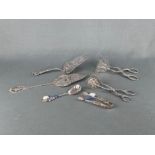 Cake servers, 6 pieces, at least 800 silver (each tested), with floral decoration and chiselled ele