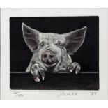 Busse (20. Jahrhundert) "Schweinchen", Radierung, Exemplar 76/180, unten handschriftlich signiert,