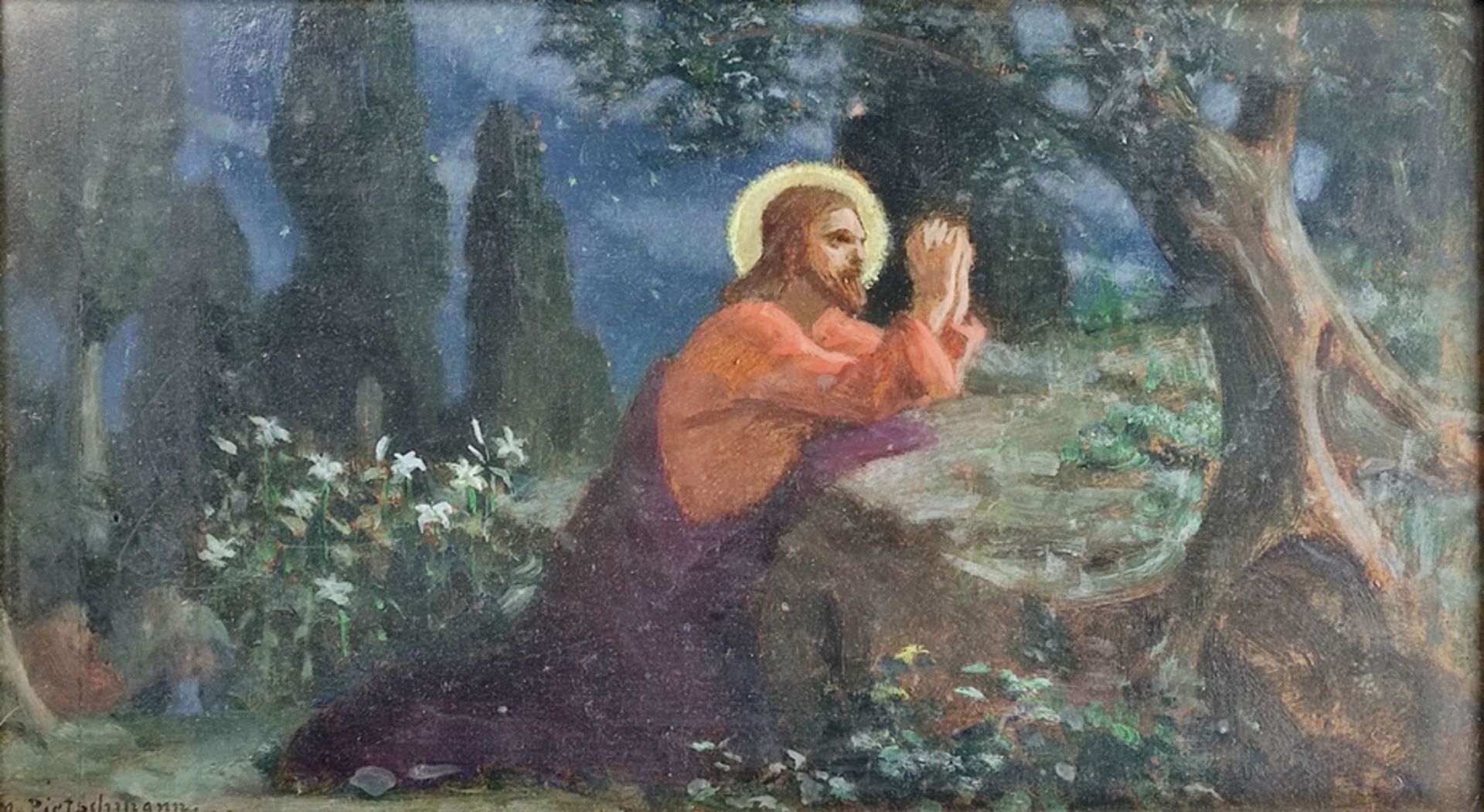 Pietschmann, Max (1865 Dresden - 1952 Dresden) "Christus im Garten Getsemani", Christ praying in th