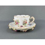 Decorative cup/mocha cup, Meissen, cup with saucer, each with six small branch feet, cup with branc