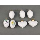 Porcelain Easter decorations, Meissen, 7 pieces, consisting of: 2 Easter eggs with polychrome flowe