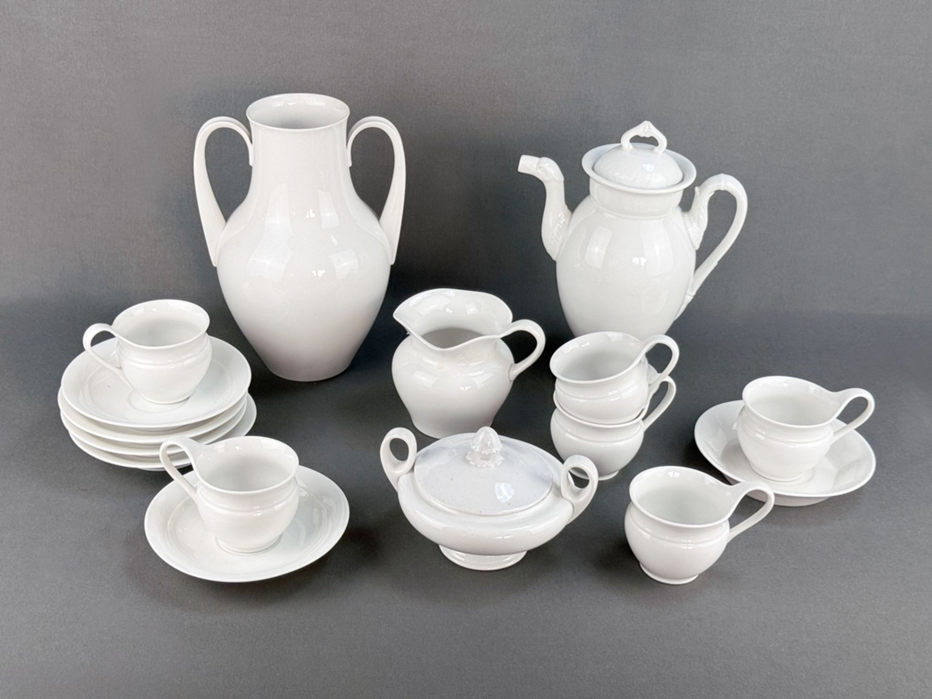 Porcelain pieces KPM Berlin, 15 pieces, white porcelain, various shapes and periods, consisting of: