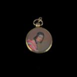 Antique pendant, gold-plated, total weight 4g, finely painted portrait of a lady on one side, set w