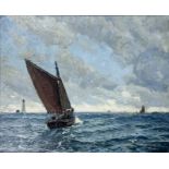 Bergen, Claus Friedrich (1885 Stuttgart - 1964 Lenggries) "Sailing boat at the English coast", prob