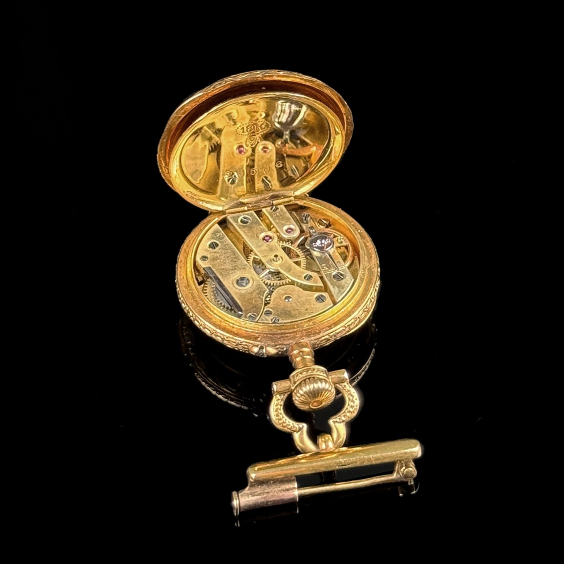 Fine pocket watch with dragon motif, Golay Leresche & Fils, Geneva, circa 1900, 750/18K yellow gold - Image 3 of 4