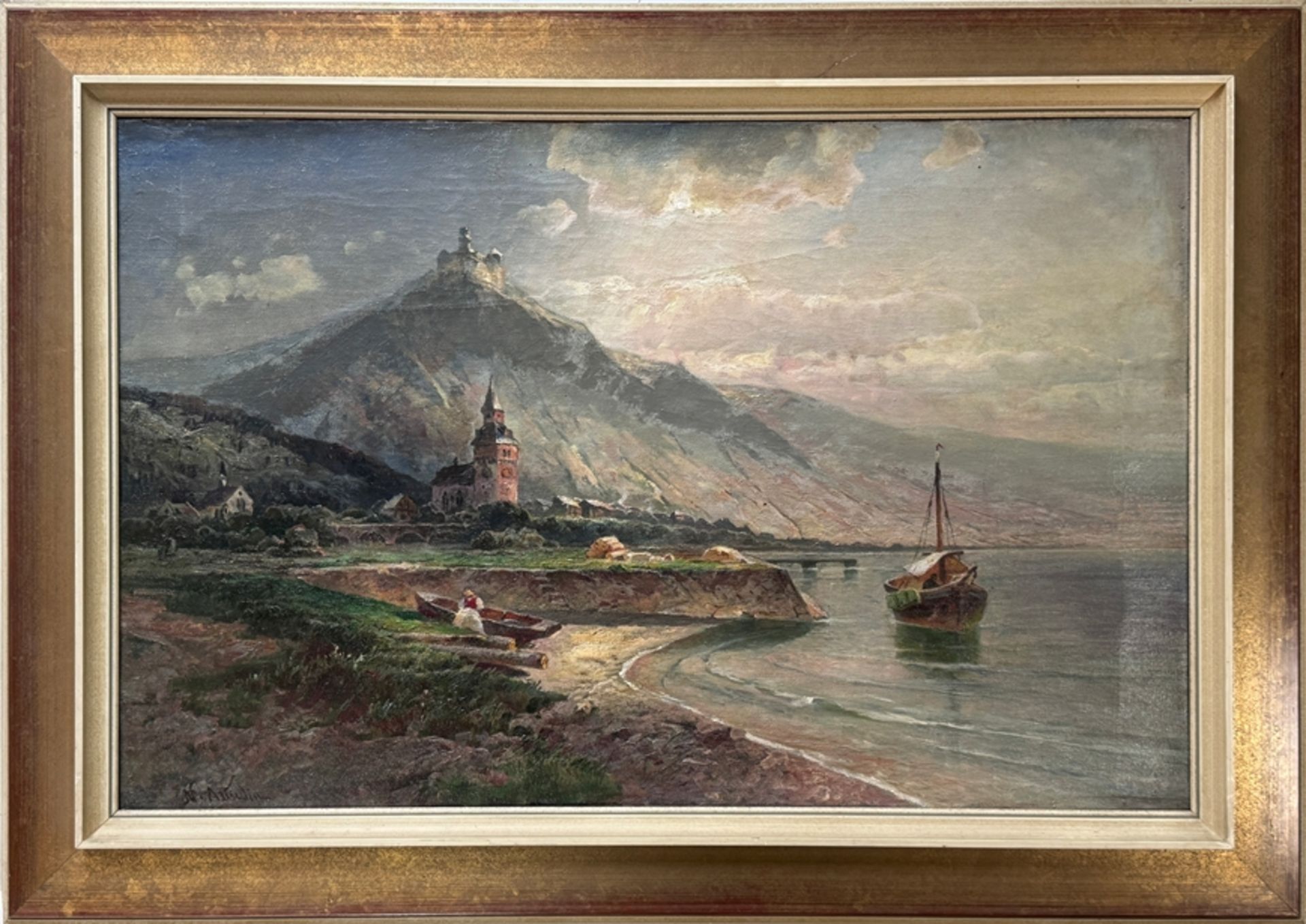 Astudin, Nikolai von (1848 Moscow - 1925 Oberlahnstein) "Marksburg", landscape view of the hilltop - Image 2 of 4