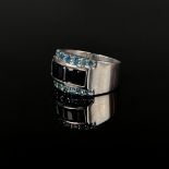 Cocktail ring, silver 925 (hallmarked), total weight 11.6g, set with faceted blue sapphires (3 ct.)