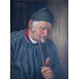 Müller, Fritz (1913 - 1972 Munich) "Man with Pipe", oil on panel, signed and inscribed "München" up