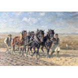 Eckenfelder, Friedrich (1861 Bern - 1938 Balingen) "Horses and plough", two farmers with four horse