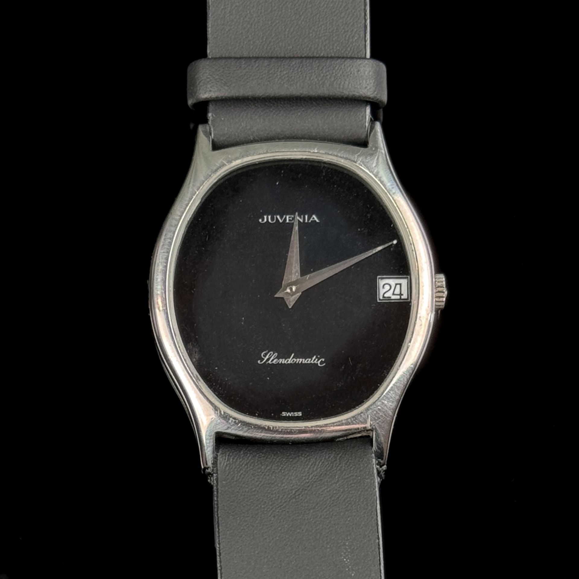 Wristwatch, Juvenia Slendomatic, automatic, black dial, steel case, dimensions approx. 31x 33mm, da - Image 2 of 2