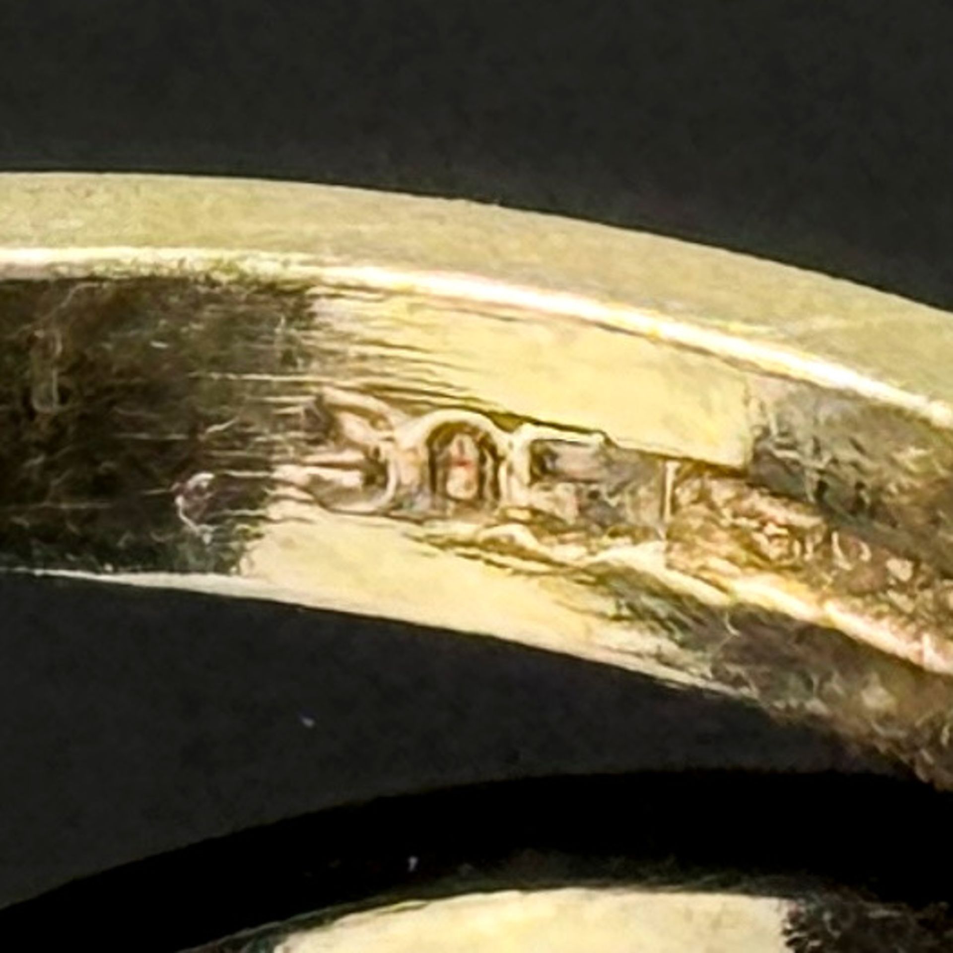 Diamant Ring, 585/14K Gelbgold (punziert), 4g, Schauseite mit zwei rund eingefassten Diamanten im B - Bild 3 aus 3