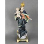 Crescent moon Madonna, biscuit porcelain, probably Dressel & Kister, Bavaria, finely polychrome pai