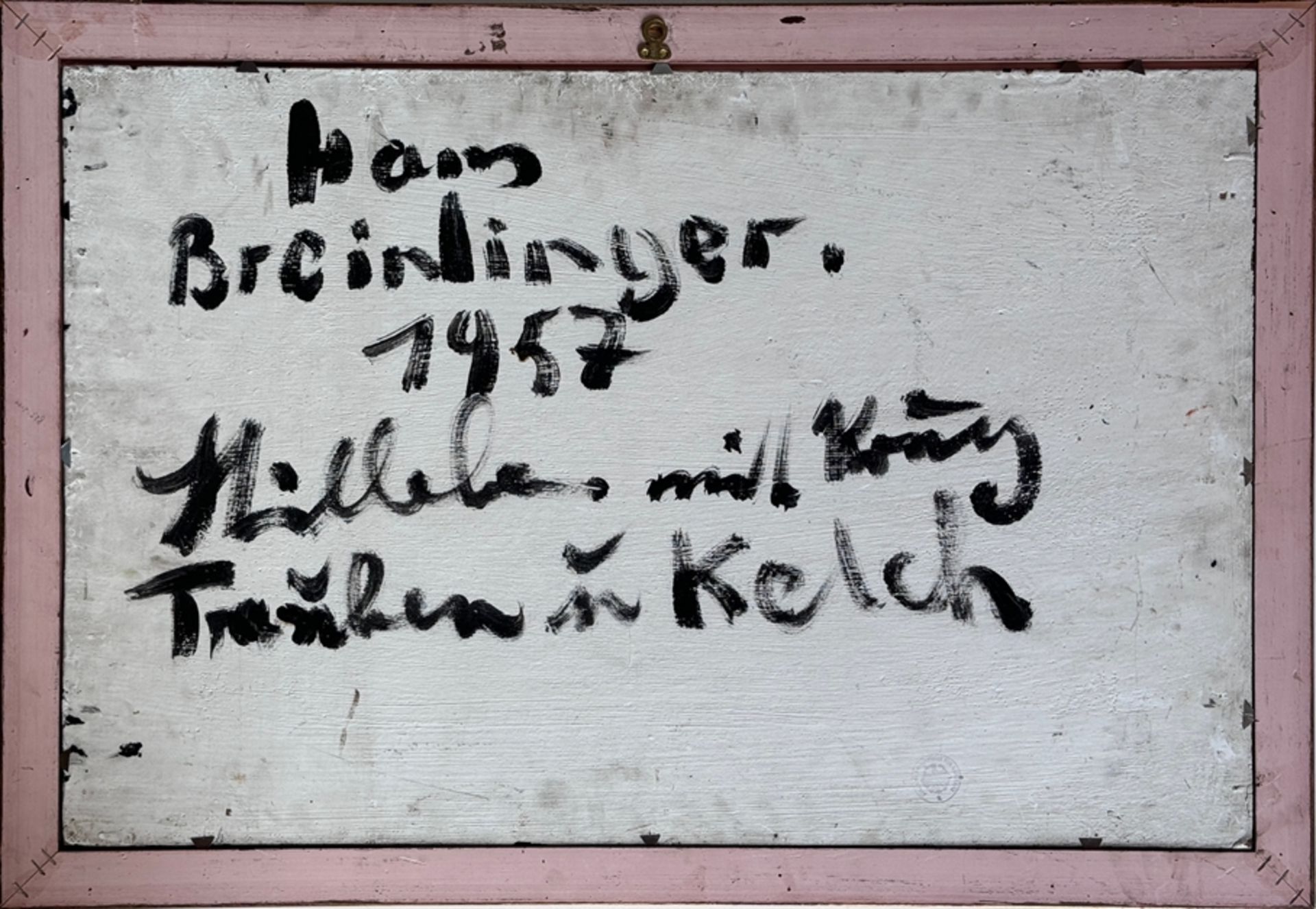 Breinlinger, Hans (1888 - 1963 Konstanz) "Stillleben mit Krug / Trauben in Kelch", mixed media on p - Image 4 of 4