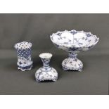 Three pieces of porcelain, Royal Copenhagen, decor blue onion pattern, consisting of: Candlestick,