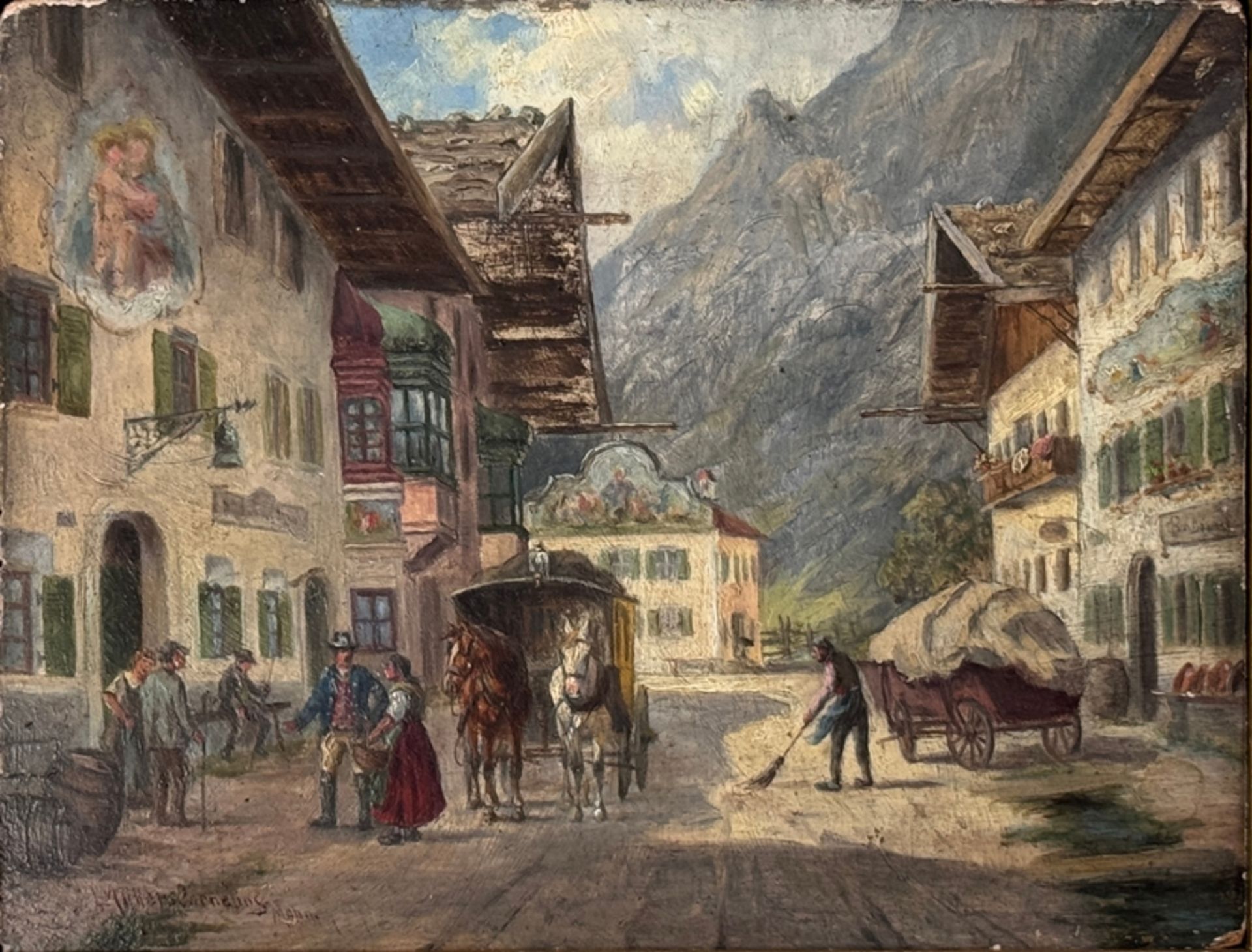 Müller-Cornelius, Ludwig (1864 - 1946 Munich) "Mountain village", view of an idyllic village in the