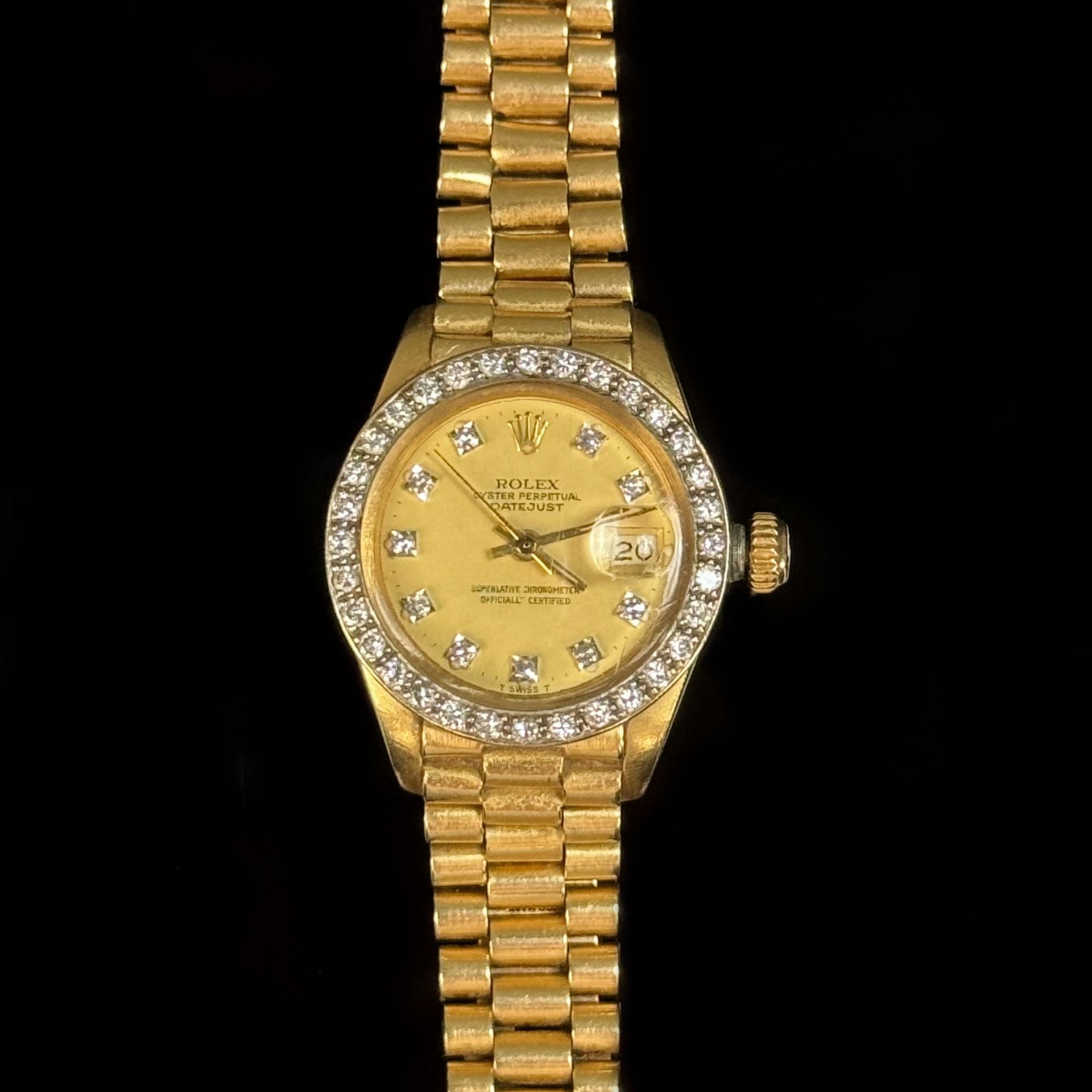 Rolex, Oyster Perpetual Datejust, automatic, starts, 750/18K yellow gold (hallmarked), Ref. 8570, P - Image 2 of 3