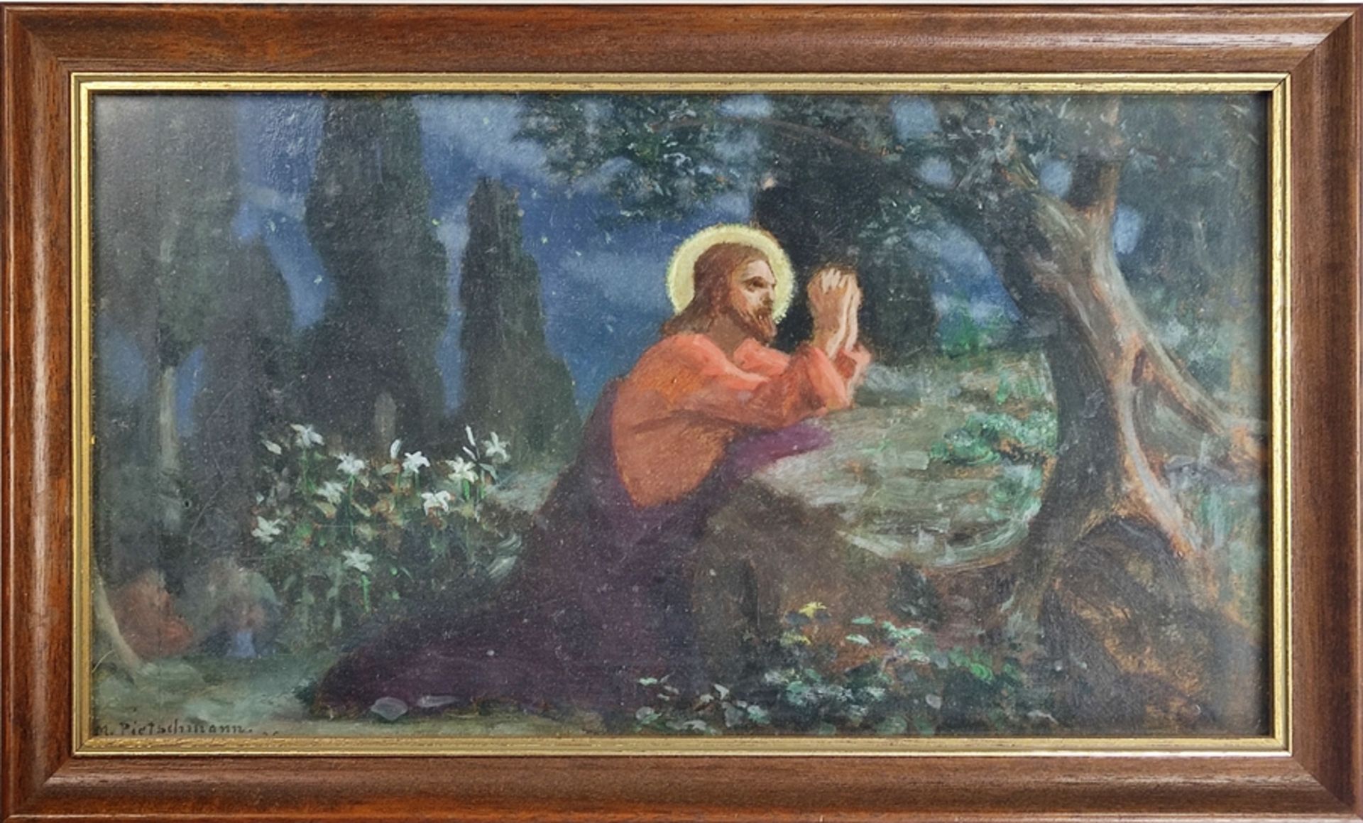 Pietschmann, Max (1865 Dresden - 1952 Dresden) "Christus im Garten Getsemani", Christ praying in th - Image 2 of 3