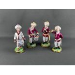 Four porcelain figures "Musicians" from the "Turkish Chapel", Höchst, 20th century, three of them i