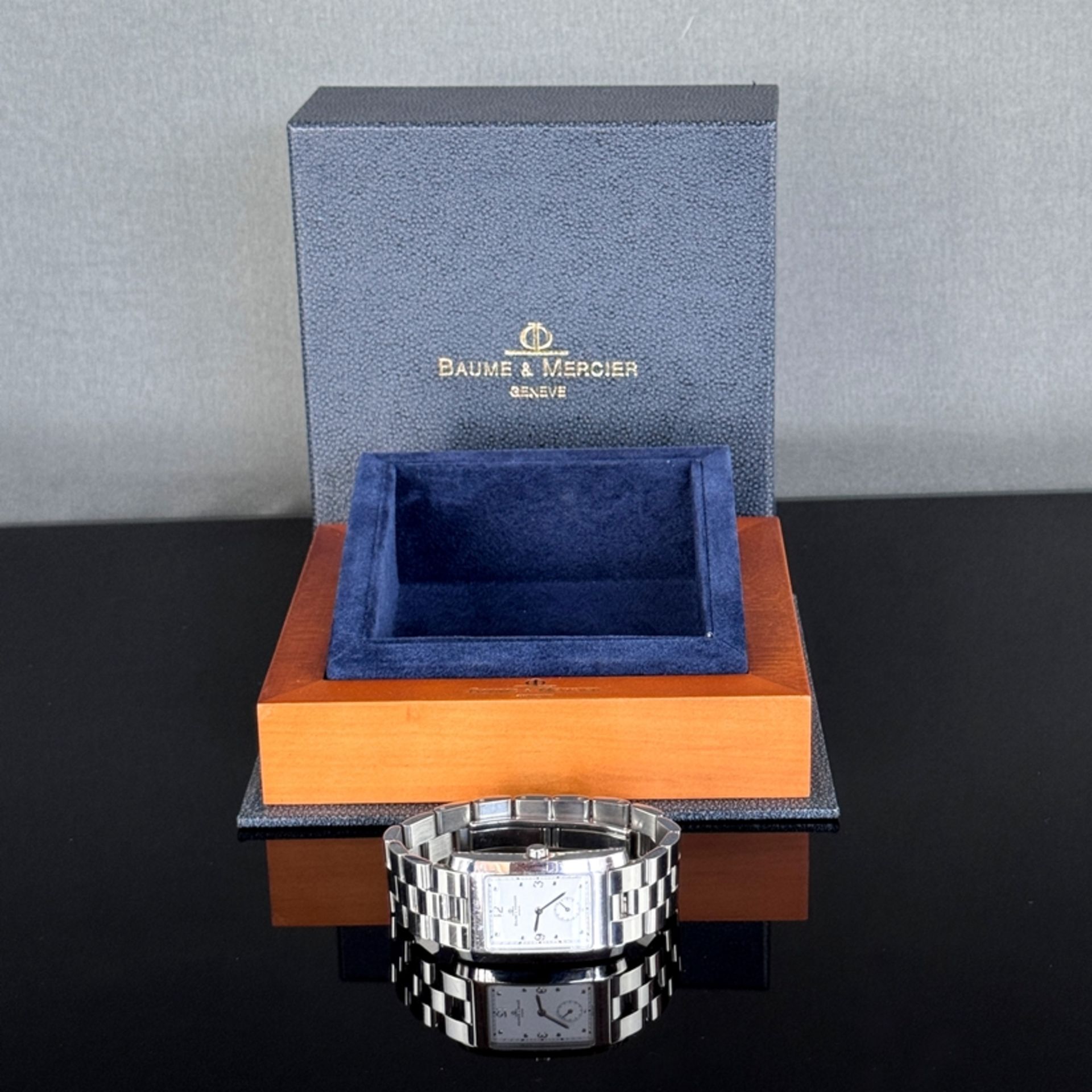 Wristwatch, Baume & Mercier, Hampton, quartz movement (intact), with steel link bracelet and origin - Image 3 of 3