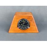 Table clock from board clock/airplane clock, Russia, starts, set in trapezoidal wooden body, dimens
