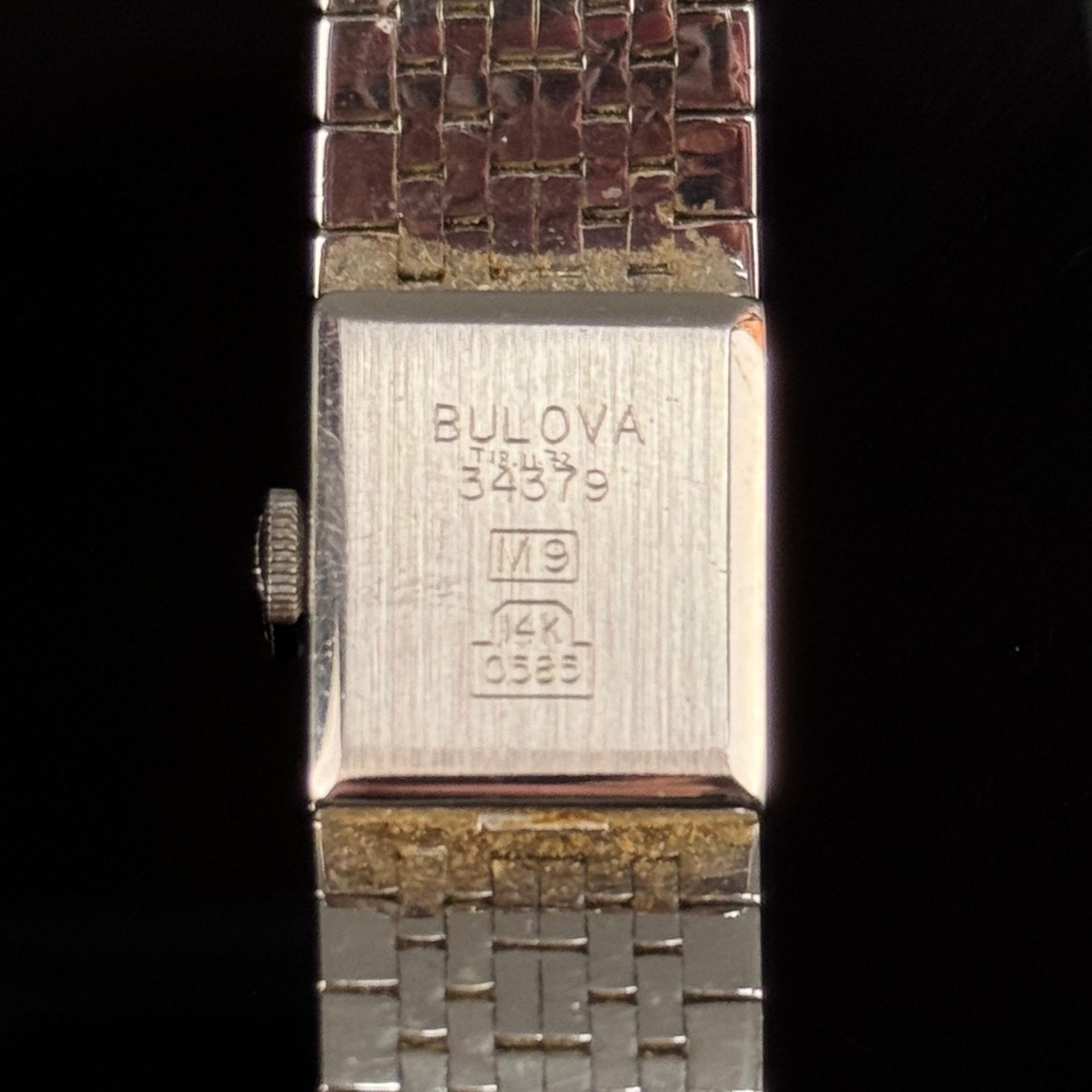 Wristwatch, Bulova, 585/14K white gold (hallmarked), total weight 38.1g, rectangular case and dial - Image 3 of 3