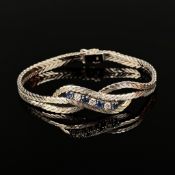 Saphir Armband, 585/14K Weißgold (punziert), 22.5g, schauseitig besetzt mit vier rund facettierten