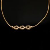 Brillant Collier, 750/18K Gelbgold (punziert), 16,9g, Arezzo, besetzt mit 26 Brillanten, zusammen u