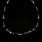 Montblanc Halskette "Star Onyx", Sterlingsilber, Gesamtgewicht 46g, ovale polierte Onyx Steine im W