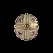 Ausgefallene Brosche mit verstecktem Madonnenbild, Silber, Gesamtgewicht 32,3g, ovale Schauseite de