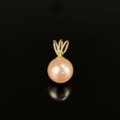 Anhänger, 585/14K Gelbgold (punziert), 5g, mit großer Perle von leicht rosa Lüster, Durchmesser ca.
