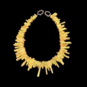 Zitronenchrysopras Kette aus unregelmäßigen Chrysoprasplatten, Silberverschluss, Länge 46cm *1490/1