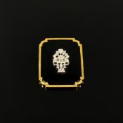 Ausgefallener Anhänger mit Blumenbouquet, 585/14K Weiß- und Gelbgold (punziert), 8,5g, schauseitig