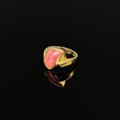 Rhodochrosit-Ring, 333/8K Gelbgold (punziert), 4,56g, Schauseite ca. 15x13mm, Ringgröße 56